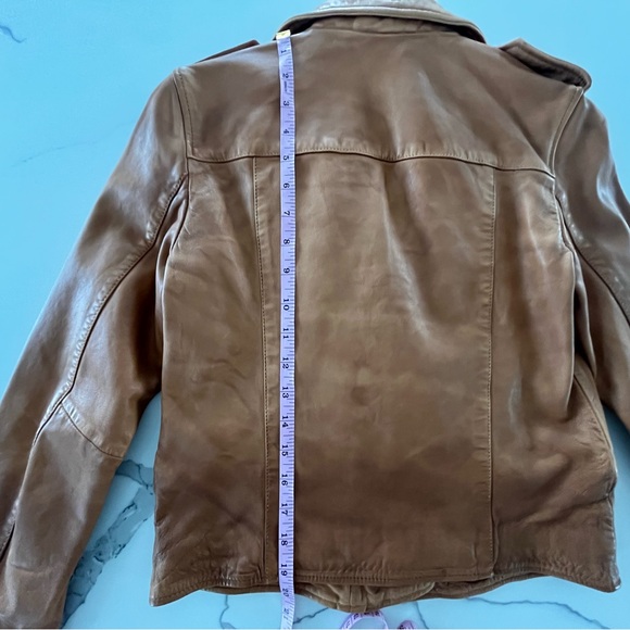 AllSaints Fern Dipdye Biker Sheep
Leather Moto Jacket Cognac Brown
Size US 4 - Picture 15 of 15
